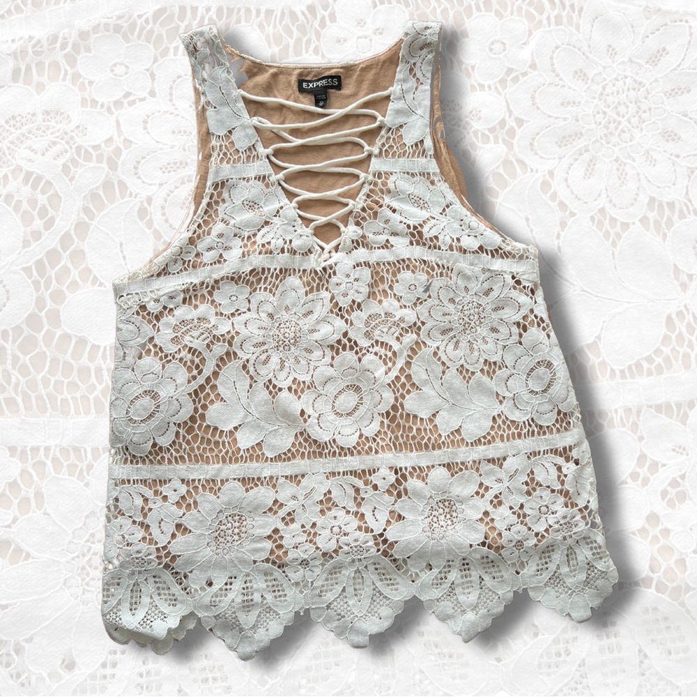 Express Cream Lace Tank Top